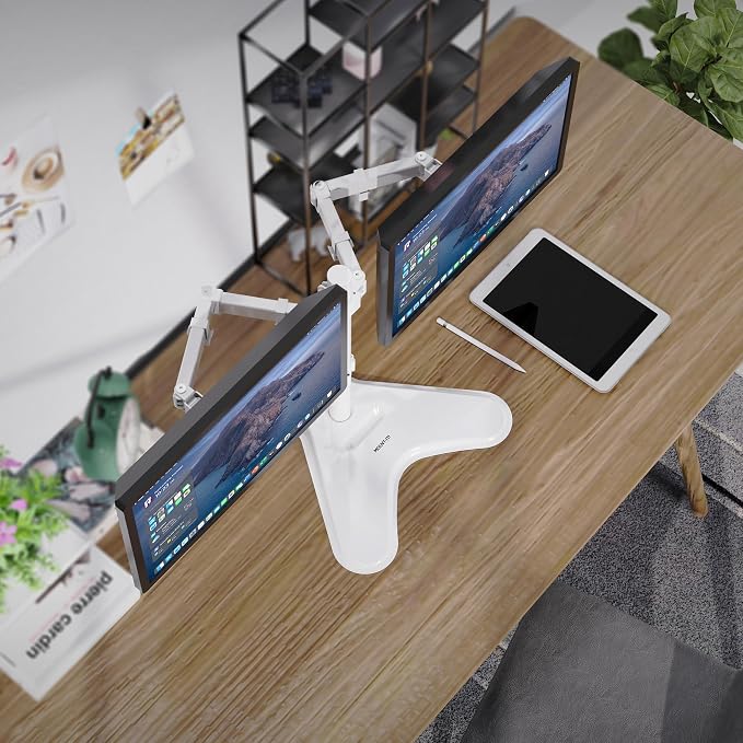 Mount-It! Dual Monitor Desk Stand Mount for 2 Screens VESA 75x75 & 100x100 | Fits two VESA 75x75/100x100 screens, sturdy desk stand for a clean dual-monitor workstation. - Image 5