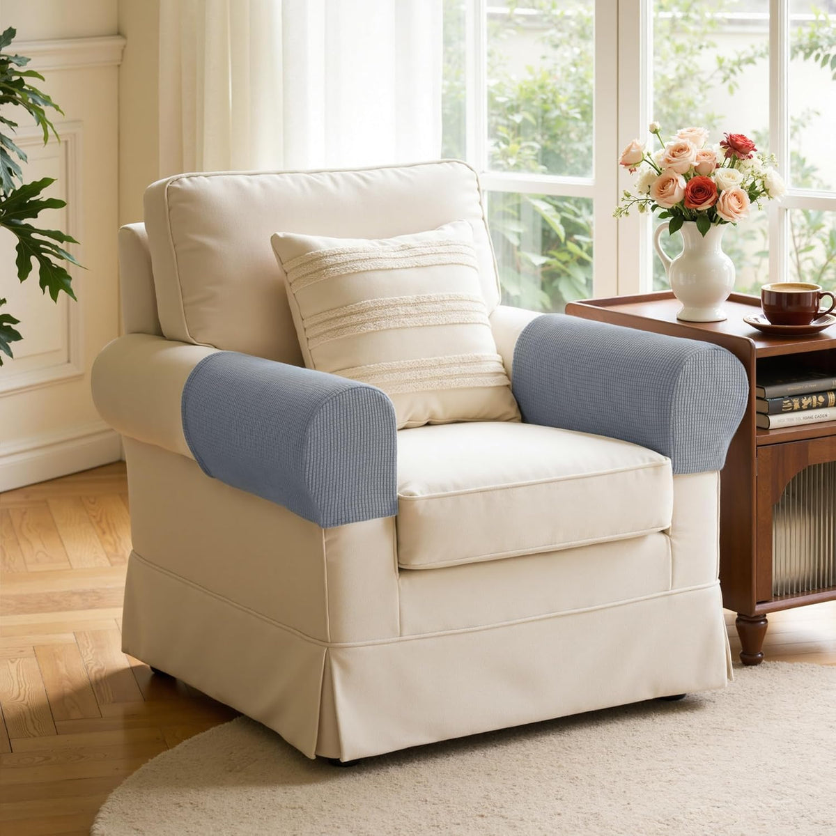 SUBRTEX Stretch Couch Arm Covers Set of 2, Non-Slip Sofa Armrest Slipcovers - Image 5