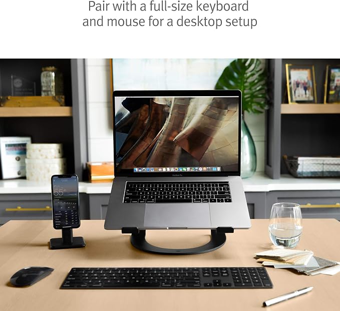 Twelve South Curve, Cooling Laptop Stand for MacBooks & Laptops,Matte Black | Elegant Desktop Stand, for MackBook & Laptops Including Neo, Lifts Screen and Camera for Better Ergonomics and Video Calls - Image 5
