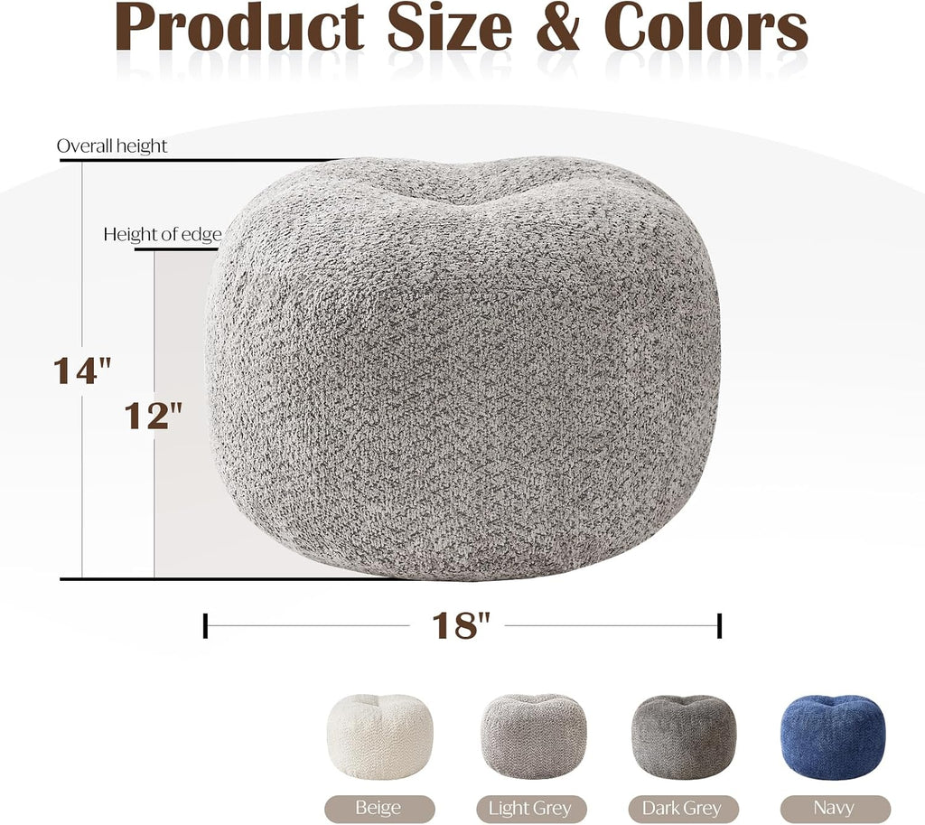 SHOUREN Stuffed Round Ottoman,Pouf Ottoman Foot Rest,18 X 14,Light Brown - Image 2