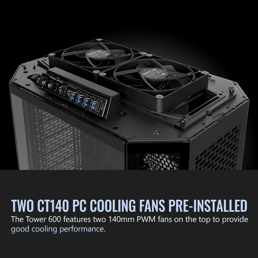 Thermaltake Tower 600 Black Mid-Tower ATX Case; 3 Tempered Glass Panels; Hidden-Connector Motherboard Support; Rotational PCI-e Slots; CA-1Z1-00M1WN-00; 3 Year Warranty - Image 6