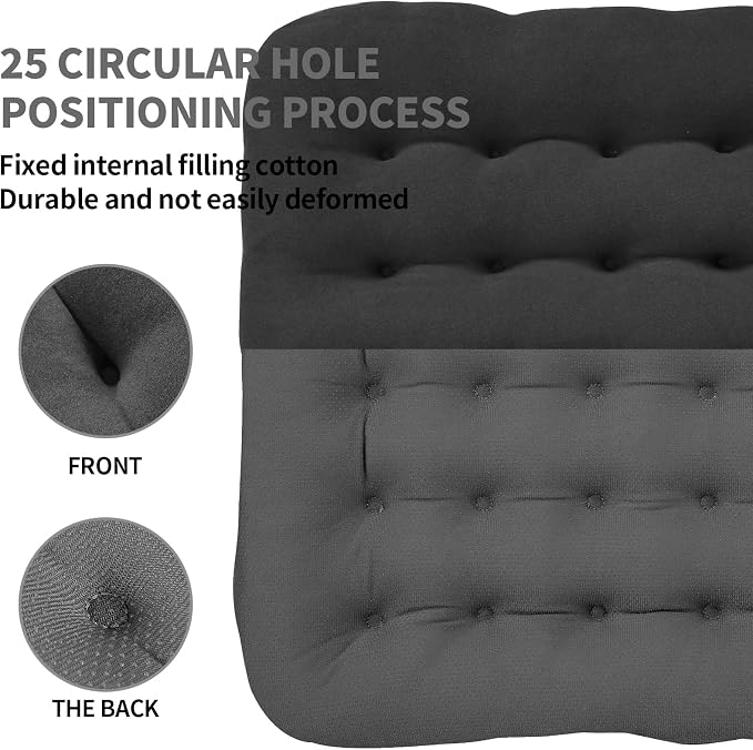 BUYUE Good Support Office Chair Cushion Padded, Soft Velvet Comfortable Non-Slip Seat Cushion for Computer Desk Kitchen Chair (1 Count, Gray) - Image 3