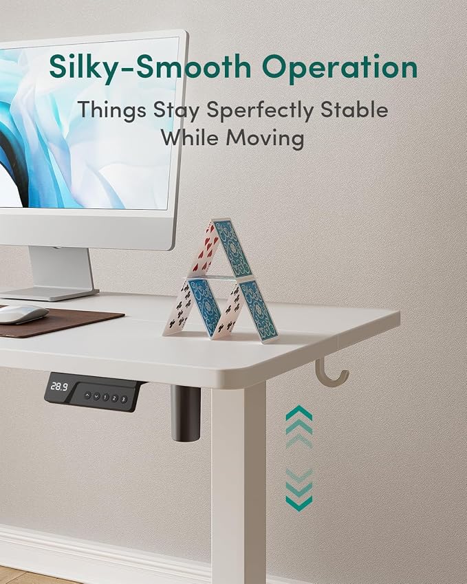 CubiCubi 63 x 28 Large Standing Desk, Height Adjustable Electric Computer Desk, 28" Deep Desktop, Sit Stand up Home Office Workstations with Preset Heights, White - Image 5