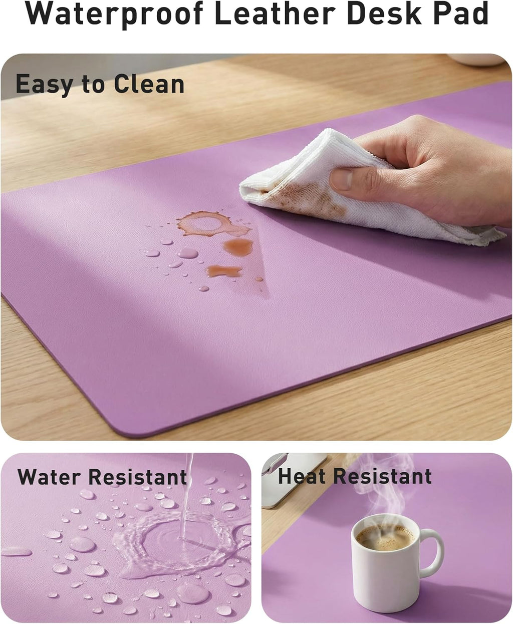 Aothia Faux Leather Desk Mat - Large Mouse Pad, Non-Slip PU Leather Blotter, Waterproof Writing Surface for Office and Home (Iris Violet, 40" x 24") - Image 7