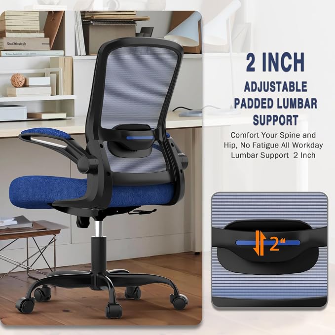 Ergonomic Office Chair w/Adjustable Lumbar, Flip Armrest, 135° Recline | Supports 300 lbs · Seat 19.48"–23.4" · Breathable mesh · 20–30 min assembly · 5-year warranty - Image 8