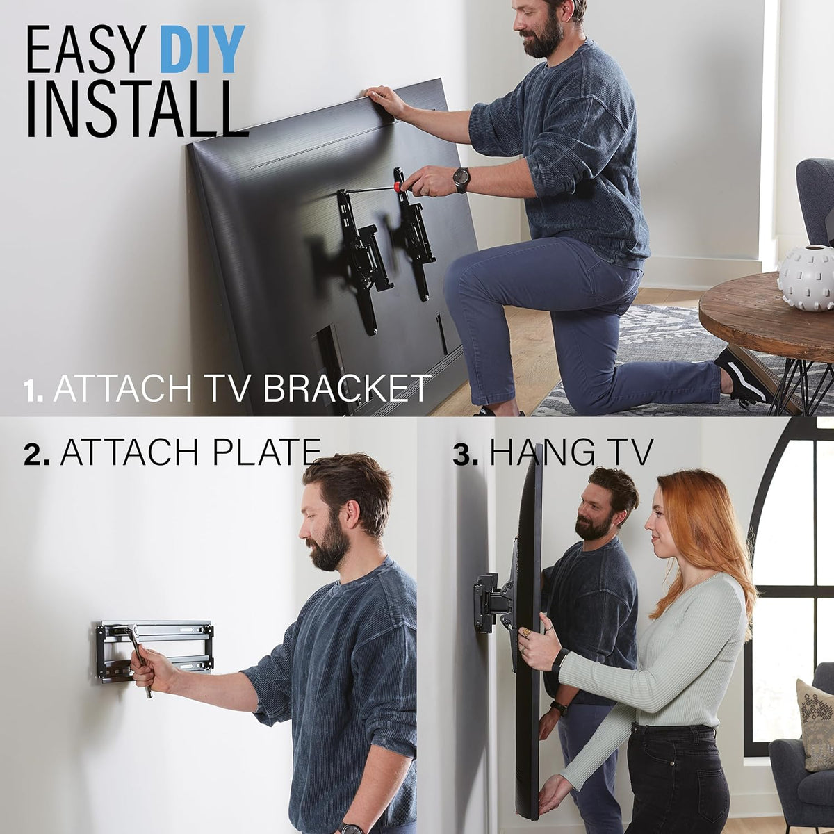 SANUS Extendable Tilting TV Wall Mount for 32”–90” TVs up to 110 lbs – 5.2” Extension for Easy Cable Access and Added Tilt, Tool-Free Tilt to Reduce Glare, Low Profile Design - Image 8