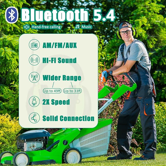 PROHEAR 033 Upgraded 5.4 Bluetooth Hearing Protection AM FM Radio Headphones, Noise Reduction Safety Earmuffs with Rechargeable 1500mAH Battery, 31dB SNR Ear Protector for Mowing Lawn,Gifts for Father - Image 2