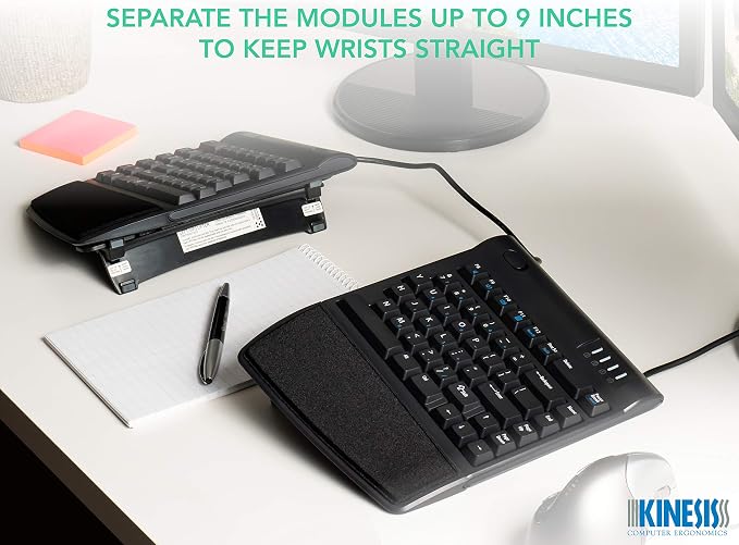 KINESIS Freestyle2 USB-A Ergonomic Keyboard w/ VIP3 Lifters for PC (9" Separation) (KB820PB-US) - Image 3
