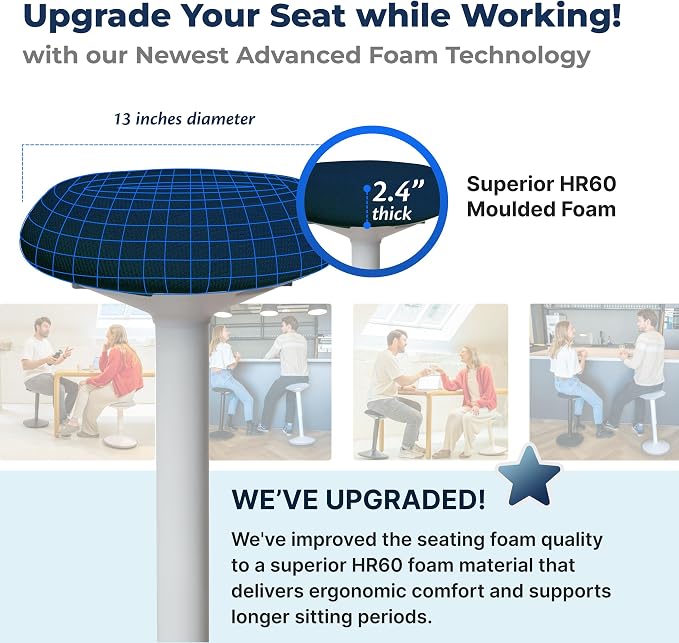 Standing Desk Stool Chair, Height Adjustable Stool 21-31 inch for Office and Classroom, Swivel seat, Anti-Slip Bottom Ergonomic Wobble Stool with Rocking Motion, Blue - Image 8