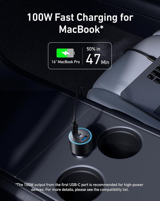 Anker 167.5W Max 3-Port Ultra-Compact USB C Fast Charging Car Charger | Fast Charging Adapter for MacBook Pro / Air, iPhone 17 / 16 / 15 Series, Samsung S25, iPad Pro, AirPods, and More - Image 3