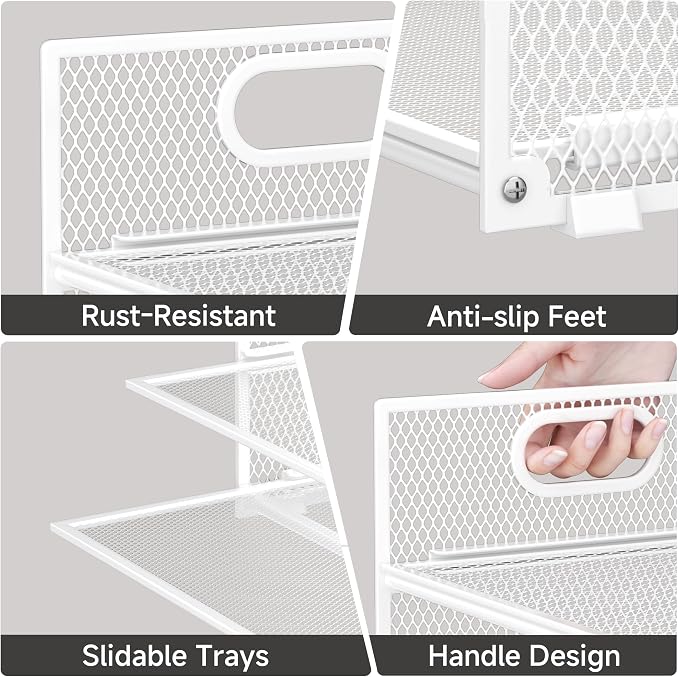 Paper Organizer for Desk with Handle, 6-Tier | Metal Mesh File Organizer, Stackable Letter Tray for Office Documents & Stationery Storage - Image 4