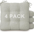 Geetery Gray and White 4 Pack Ticking Stripe Chair Cushions with Ties, 16"x15" Reversible Indoor Chair Pads for Dining Chairs, Soft Kitchen Seat Cushions for Home Office Living Room by Geetery
