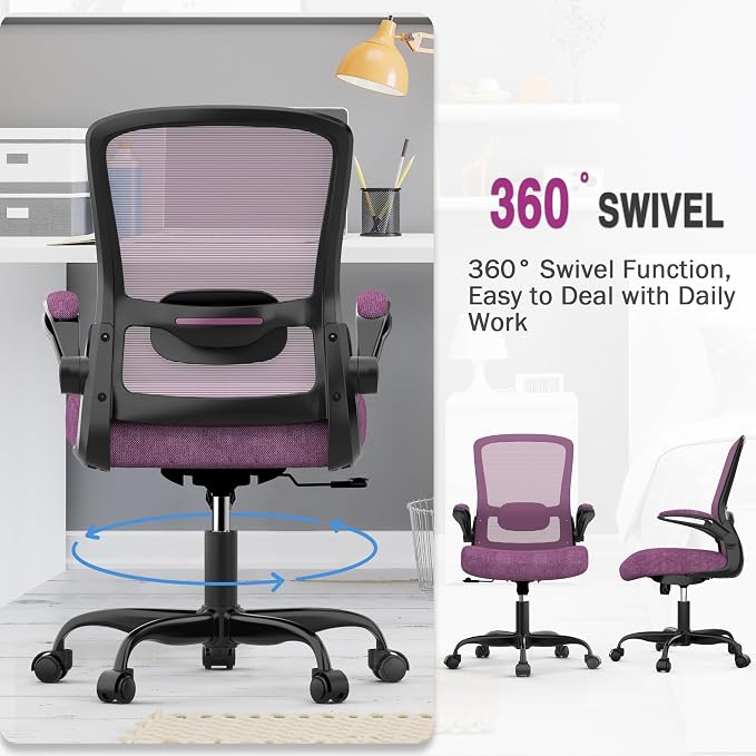 Ergonomic Office Chair w/Adjustable Lumbar, Flip Armrest, 135° Recline | Supports 300 lbs · Seat 19.48"–23.4" · Breathable mesh · 20–30 min assembly · 5-year warranty - Image 3