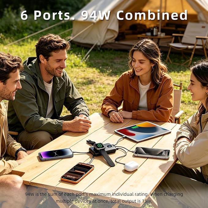 COPINK Mini 94W 15000mAh Portable Charger Power Bank, Fast Charging TSA Approved Battery Pack with Built-in [C+L] Cables for iPhone Air/17/16/15/14 Pro Max and iPad - Image 5