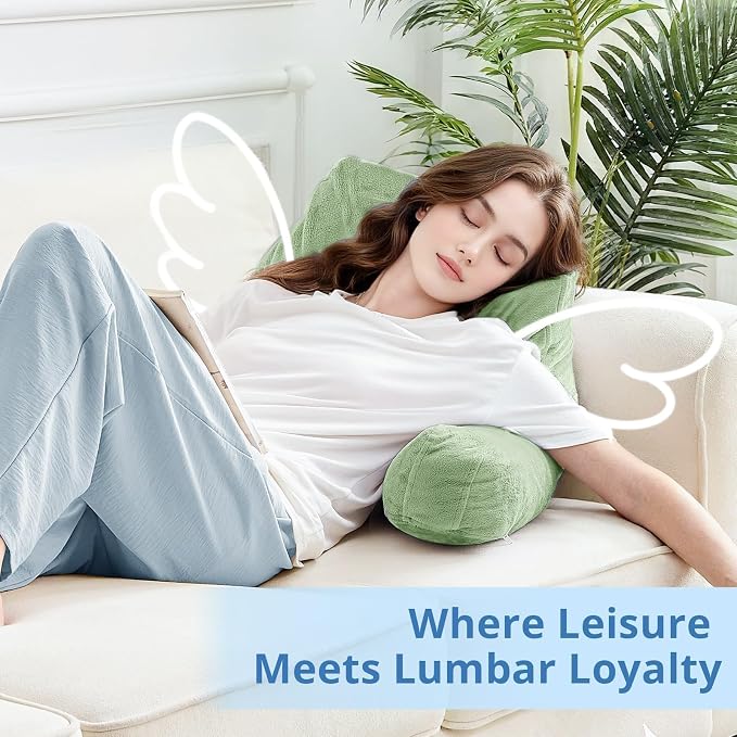 Sasttie Reading Pillow for Bed, Back Pillow for Sitting Up, Sage Green | 18" Backrest Support Cushion for Couch, Sofa, and Floor, Dorm Essentials, OEKO-TEX, Adjustable Down Alternative Fill - Image 9