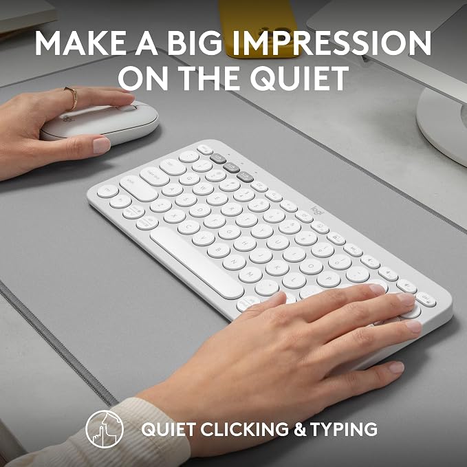 Logitech Pebble 2 Combo Wireless Keyboard and Mouse Quiet - Tonal White | Quiet and portable, customizable, Logi Bolt, Bluetooth, Easy-Switch, for Windows, macOS, iPadOS, Chrome - Image 8