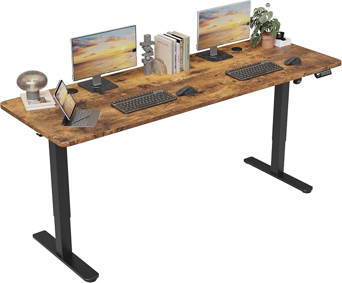 Monomi 86.6" Large Electric Standing Desk,Height Adjustable for Two-Person | Ergonomic Sit Stand Up Home Office Computer Desk Workstation with Memory Setting,Gaming Desk,Rustic Brown - Image 8