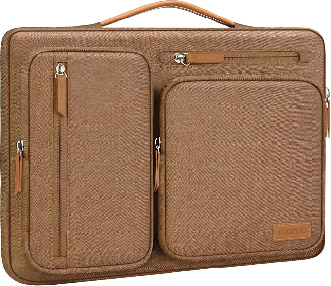 MOSISO 360 Protective Laptop Case 13.3 inch, 13-13.3 inch Laptop Sleeve | Compatible with MacBook Air/Pro 13 / Pro 14,HP Dell Acer ASUS, Side Open Carrying Case with 4 Zipper Pockets, Mocha by MOSISO