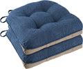 Chair Cushions for Dining Chairs Set of 2, 18"x18"x3", Royal Blue | Non-Slip with Ties, Tufted, Faux Linen, Seat Cushions for Dining Room Kitchen Breakfast Nook Indoor Home Office Living Room by FlyGulls