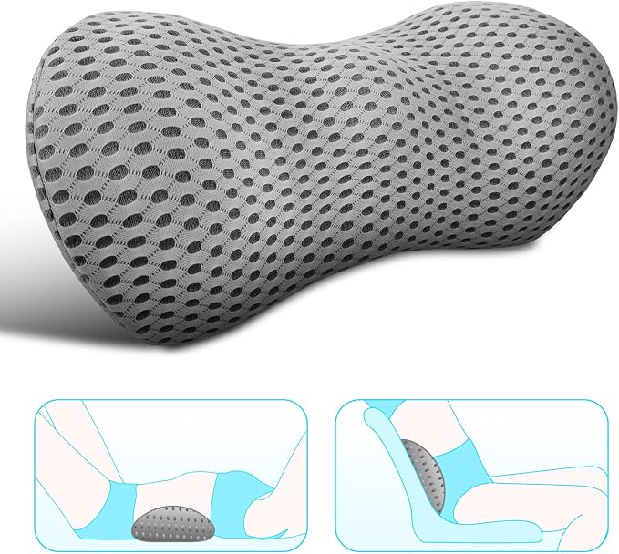Lumbar Support Pillow for Office Chair, Memory Foam Lumbar Pillow for Lower Back Pain Relief (Grey) by Relaxedcomfortablebreathab