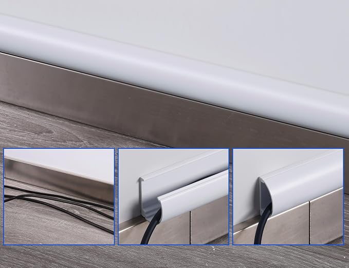 ZhiYo 34in Cord Hider for 2-4 Wall-Mounted TV Wires, 1.4" W x 0.7" H, White | Split-Hinge Design for Easy Installation, Half-Round Glazed Finish Ideal for Wall/Baseboard, Self-Adhesive, 2 Pack (17" Each) - Image 9