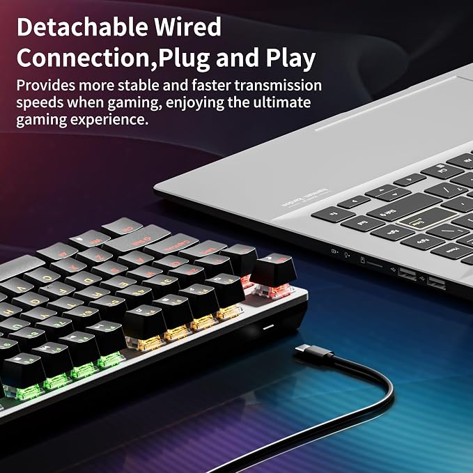 Newmen GM325Pro Mechanical Keyboard,Gaming Keyboard 104 Keys Red Switches | Rainbow LED Backlit,Metal Panel,ABS Black Keycaps,Wired Gaming Mechanical Keyboard for Windows ,Linear Red Switches,QWERTY - Image 2