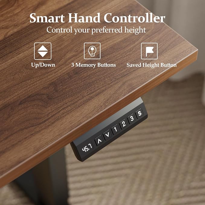 Klicelor L Shaped Electric Standing Desk 63 x 55 inch with Shelf, Height Adjustable Corner Desk, Sit Stand Desk with Storage Shelf, Home Office Computer Table, Light Dark Walnut - Image 8