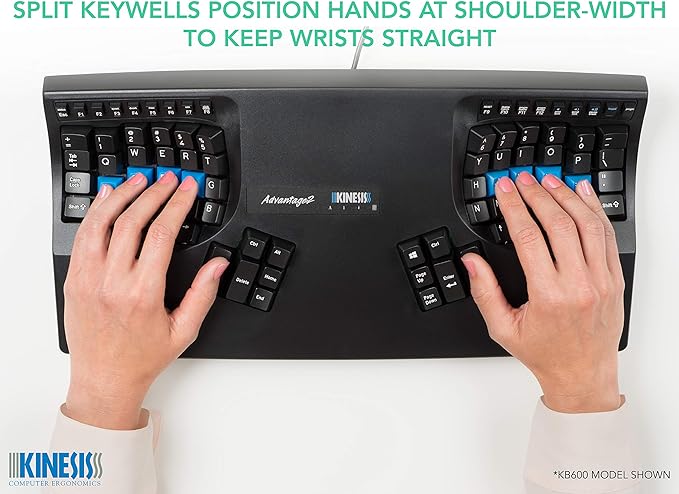 Kinesis Advantage2 Ergonomic Keyboard (KB600), Black top case, Cherry MX Brown Switches, QWERTY keycaps - Image 2