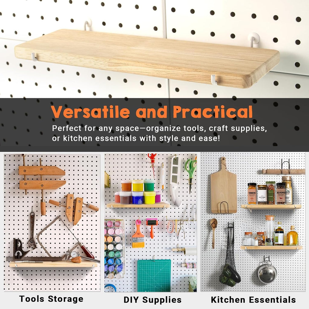 Solid Wood Pegboard Shelf for 1/4" Pegboard, 1 Pack - Image 9