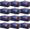 12 Pack Moving Bags with Full-Open Side Zipper, Extra Large 93L Heavy Duty Waterproof Foldable Storage Totes for College Dorm, Moving & Home OrganizationDarkBlue by RMOHRO