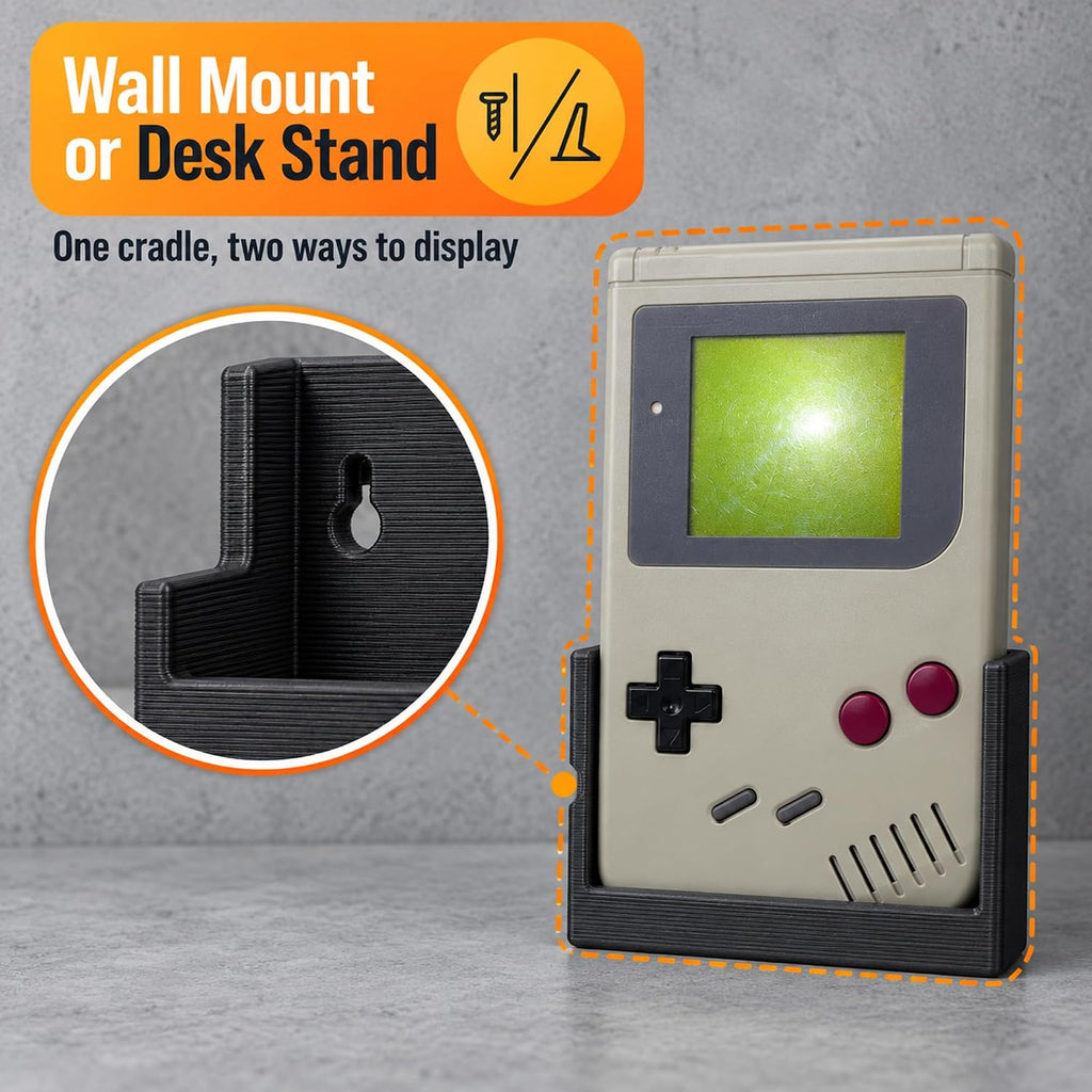 SplashNColor Wall Mount for Game Boy – Display Stand Holder for Handheld Console | Friction Fit Cradle | No Screws Needed | Retro Gaming Collection Showcase for Shelves and - Image 3