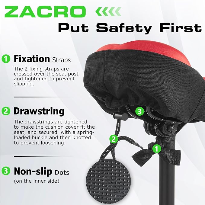 Zacro Bike Seat Cushion - Gel Padded Bike Seat Cover for Men Women Comfort, Extra Soft Exercise Bicycle Seat Compatible with Peloton, Outdoor & Indoor Bike Saddles - Image 5