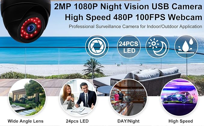 Sony IMX323 Sensor Mini Night Vision Dome USB Webcam HD 1080P UVC USB2.0 PC Camera 0.01LUX Low Light Home Surveillance Baby Camera for Computer, Laptop, Raspberry Pi - Image 6