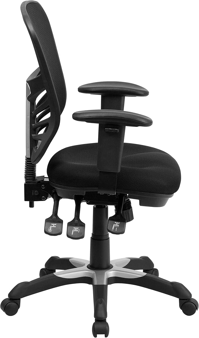 Flash Furniture Mid-Back Black Mesh Multifunction Executive Swivel Ergonomic Office Chair with Adjustable Arms - Image 15