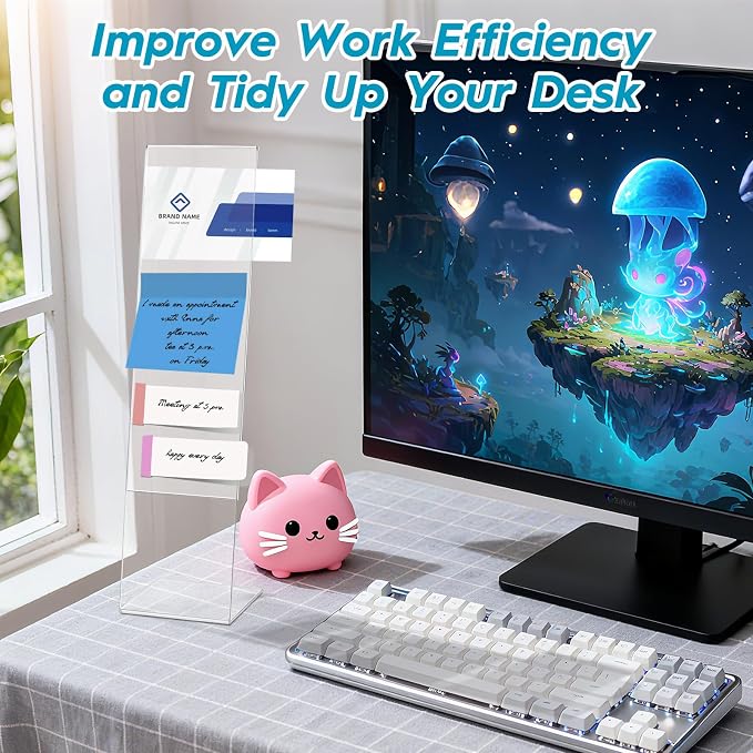 4 Pcs Multifunction Computer Monitor Memo Board, Clear Acrylic Monitor Sticky Note Holder for Office Home Desktop,Office Desk Accessories - Image 5