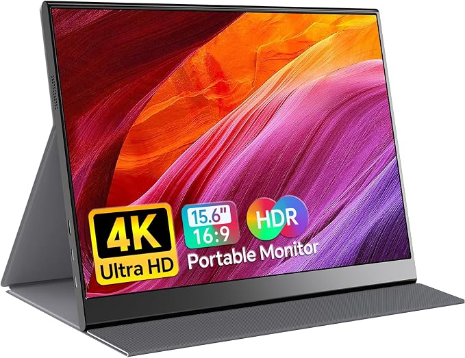 Anyuse 15.6" 4K UHD IPS HDR USB-C HDMI Monitor | 15.6" 4K UHD IPS 100% RGB HDR, USB-C/HDMI, speakers+smart cover, for PC/Phone/PS5/Xbox/Switch, travel gaming. by Anyuse