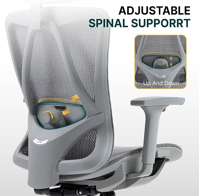 Ergonomic Mesh Office Chair, 3D Adjustable Armrests Desk Chair with 360° Swivel Silent Casters, 90°-120° Reclining Backrest Adjustable Gaming Chair for Home Office - Image 6