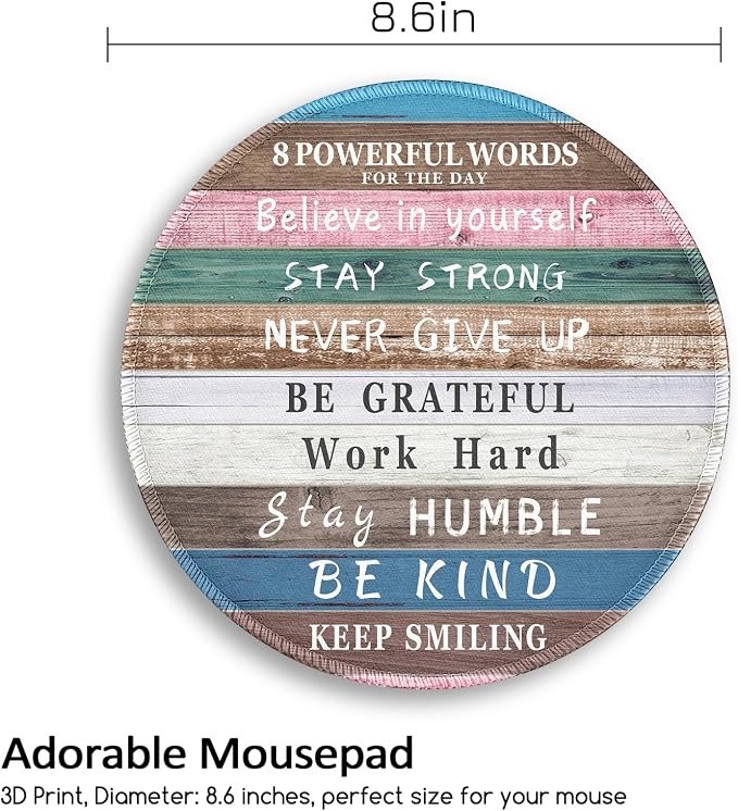 Inspirational Quote Work Mouse Pad, Positive Small Round Mousepad | Mini Travel Wireless Mice Pad for Computer, Office Accessories, Coworker Gifts, 8.6 x 8.6 inch - Image 4
