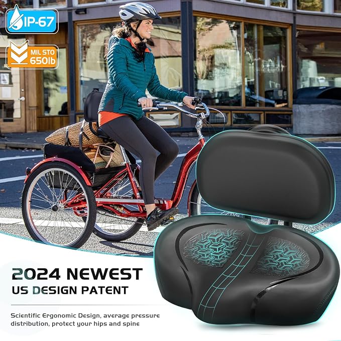 Noseless Bike Seat Cushion for Men & Women - Extra Padding & Comfort Wide Bicycle Seat, Oversized Comfortable Saddle for Peloton Bikes, Exercise Bikes, Electric Bikes, Cruiser Bikes - Image 3