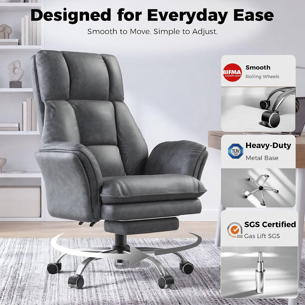 Big and Tall Office Chair, Flip Armrests for Pets & Cross Legged Sitting - Image 4