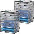 9-Tier Paper Organizer for Desk, Letter Tray with Handles, Black, 2 Pack | Desk File Organizer with Removable Trays for Sorting Files, Folders, Mail and Printer Paper at Home, School or Office by DALTACK