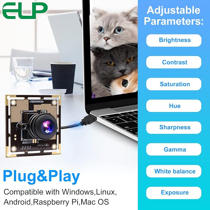 ELP 5mp USB Camera Module for Computer 170degree Wide Angle Fisheye Webcam | Mini Lightburn Camera for Laser, UVC USB2.0 PC Camera for Windows, Linux, Android, Mac, Industrial Security Webcam for Laptop - Image 7