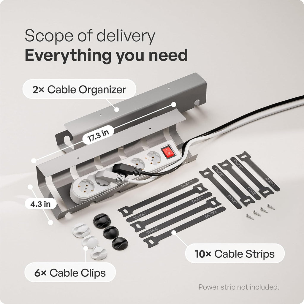 PAMO Cable Management Under Desk, Set of 2 - Grey/Silver - Image 3