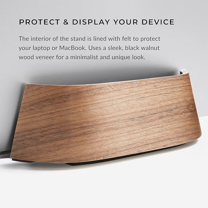 HumanCentric Vertical Laptop Stand in Black Walnut Wood, Adjustable | Upright Adjustable Holder & Dock, Fits MacBook Pro & Laptops .5" to 1.5", Clamshell Compatible, Laptop Vertical Stand - Image 7