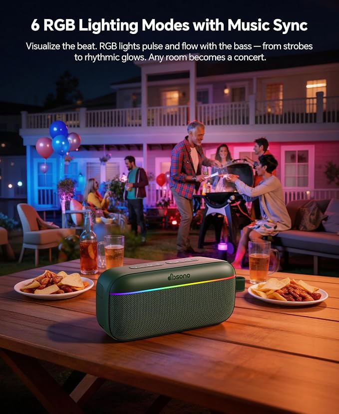 Portable Bluetooth Speaker, 60W Max with BassBoost,Waterproof and Dustproof | Bluetooth 6.0, TWS & Auracast, Shockproof, 6 RGB Modes, DSP Chip, Wireless Speaker for Outdoor, Beach, Travel,Party & Home - Image 8