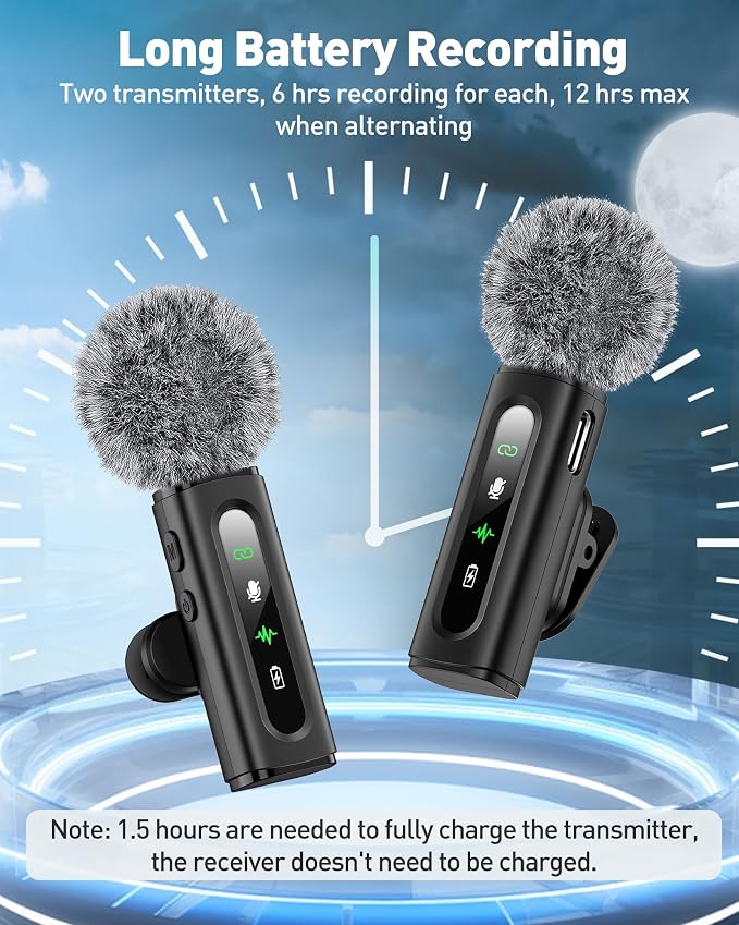 GoorDik Wireless Lavalier Microphone for iPhone Recording Clip-on Mini Mic for iPhone/for iPad Video Recording with Rotatable Clip&Denoise Recording, Portable Mic Set for Content Creators - Image 6