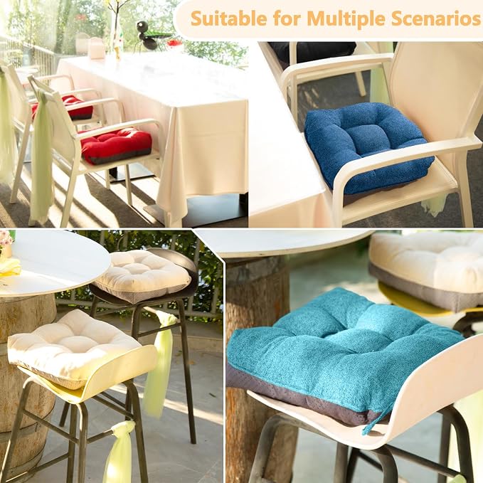 MAGIC ELEPHANT Chair Cushions for Dining Chairs, Memory Foam Kitchen Chair Cushions Set of 4, Non-Slip Thick Dining Room Chair Pads Seat Cushions, 15.5" x 15.5" x 4" (Aqua Blue) - Image 6