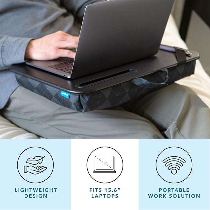 LAPGEAR Designer Lap Desk – Gray Argyle, 2-Pack with Storage Basket - Image 3