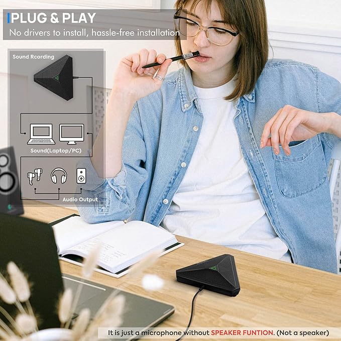 CMTECK Conference USB Microphone, Plug-and-Play Omnidirectional Desktop Mic | Built-in mute button; compact desktop design. Crystal-clear pickup for meetings, streaming. Works with Windows/macOS - Image 5