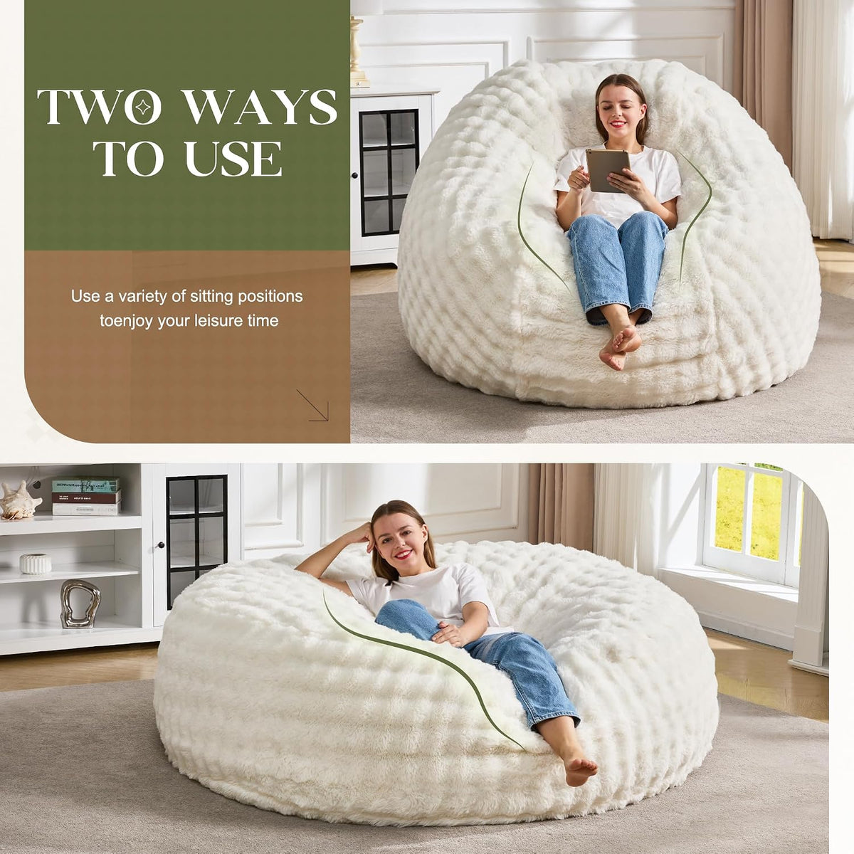 Hobestluk Giant Bean Bag Chairs 6FT Oversized BeanBag Chair for Adult Jumbo - Image 3